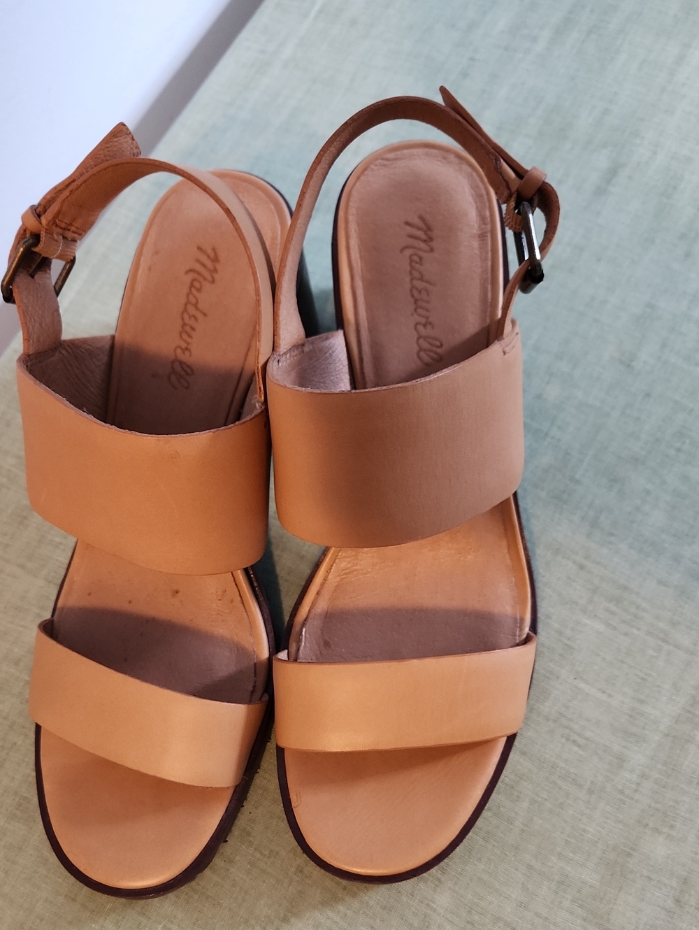 Madewell Tan Leather Double-Strap Slingback Sandals